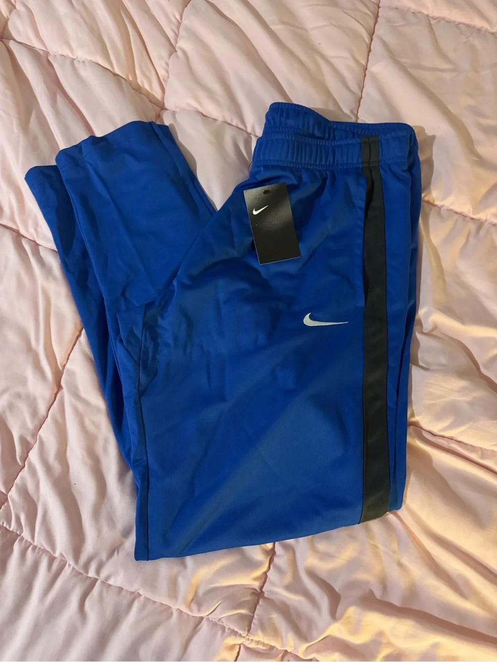Nike Women’s Blue Track Pants with Black Side Stripe